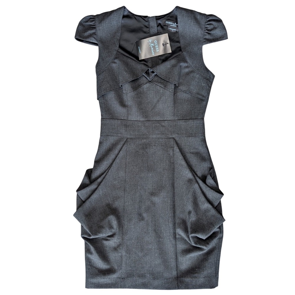 NWT Guess by Marciano Sz. 2 Grey Bodycon Cap Sleeve Midi Dress